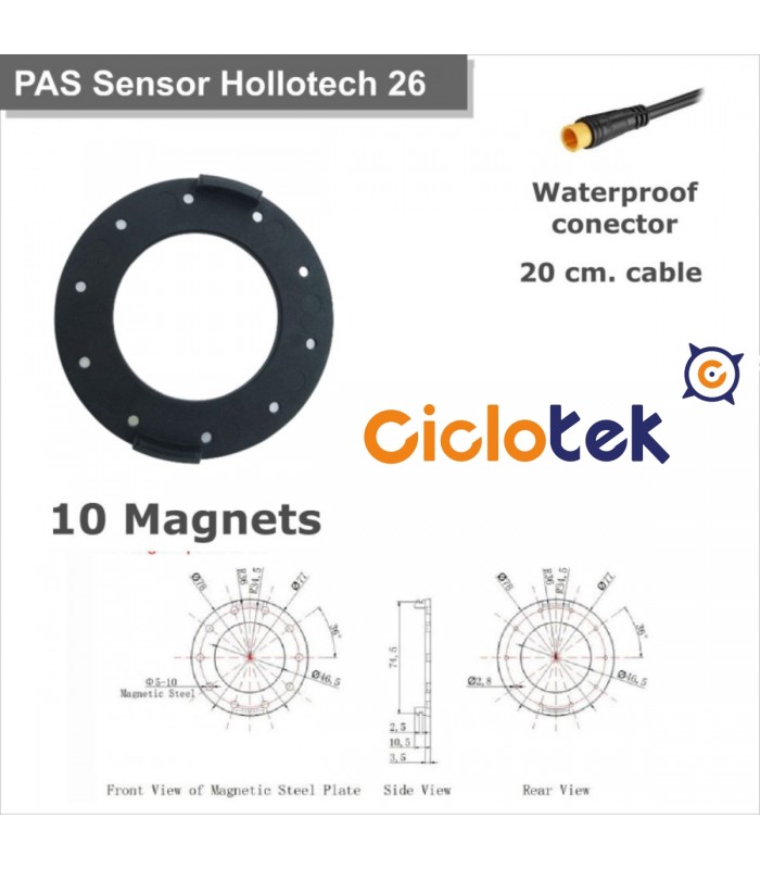 Pedaling sensor + 10 mag disc waterproof for hollowtech