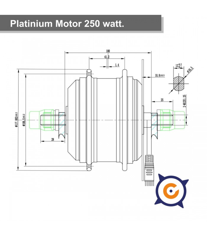 Motor Platinium delantero 250 vatios,25 km/h 
