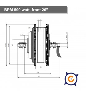 Motor BPM delantero 500 vatios 26", 33 km/h