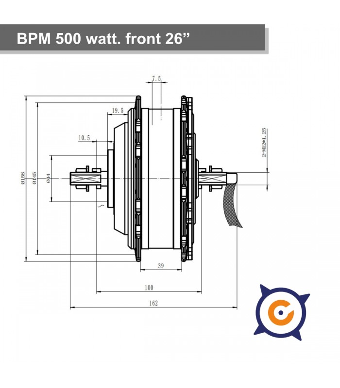 Motor BPM delantero 500 vatios 26", 33 km/h