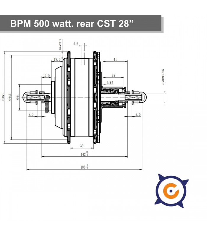 Motor BPM trasero 500 vatios 28", casete