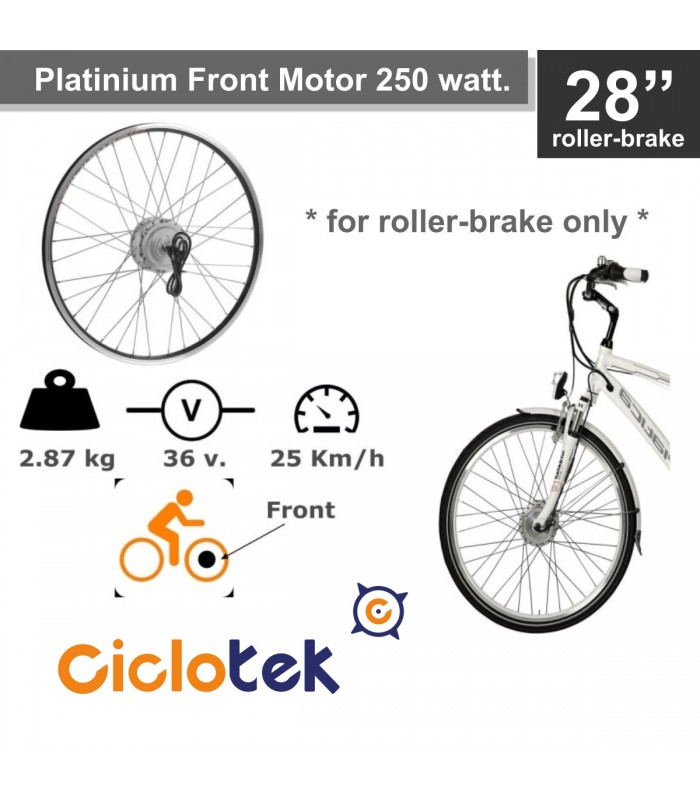 Motor Platinium delantero 250 vatios, 26" / 25 km/h (plata)