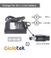 Cargador para batería de litio de 36v. tipo LF, CK (11 y 16) y FT