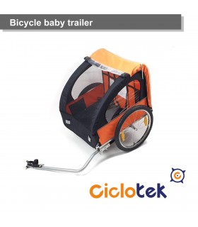 Remolque / Jogger Ciclotek 2 niños azul/gris
