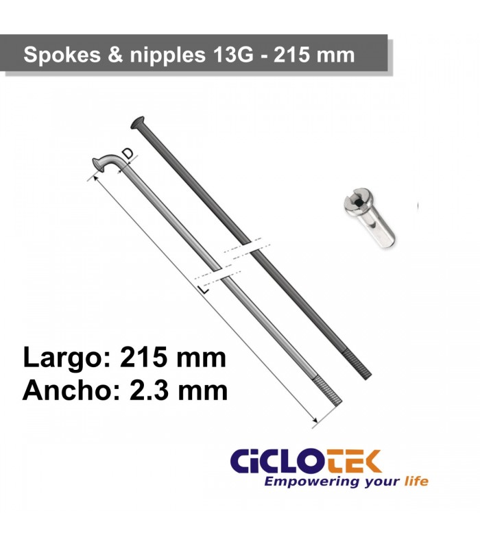 Spokes SAPIN Leader 13G - 2.25 mm , silver, + nipples (6 pcs.)
