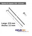 Radios Motor  13G - 2.25 mm ancho, plata + cabecillas (6 unidades)