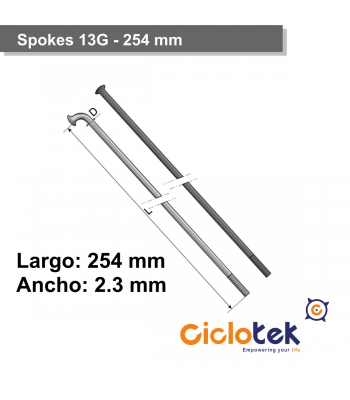 Motor Spokes 13G - 254 mm, 2.30 mm width, silver WITHOUT NIPPLES