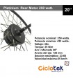 Motor ebike Platinium 250 watt. Trasero 20'' rosca