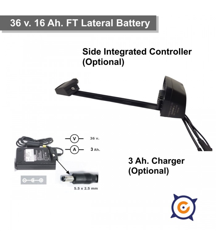 Set Batería con contrlador interado. 36v 16 Ah. extracción lateral