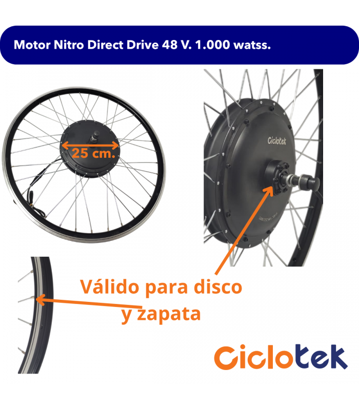 Motor Nitro Direct Drive 48V, 1.000 watts. 26"
