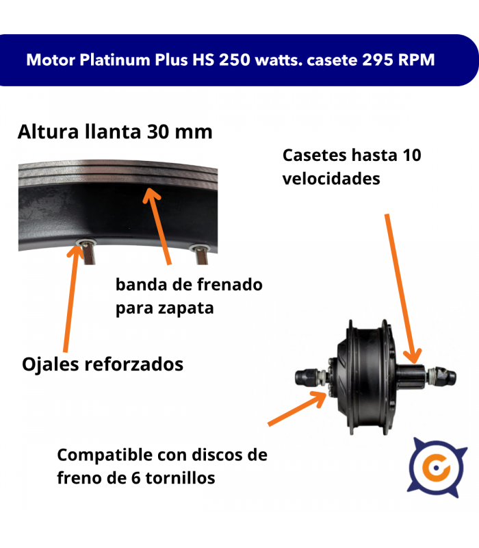 copy of Platinium Plus Motor 250 watt. 28'' 33 km/h.