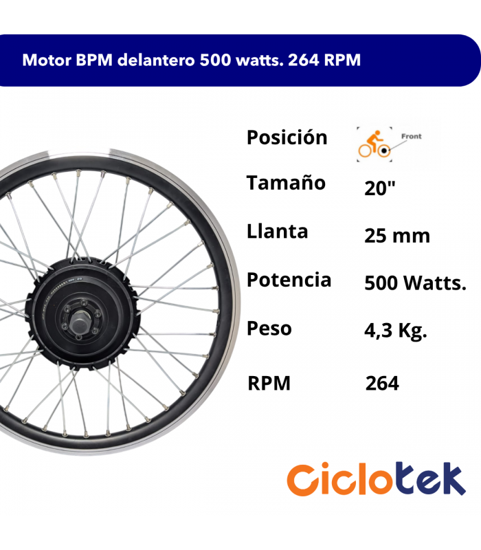 BPM motor 500 watt. front 20''